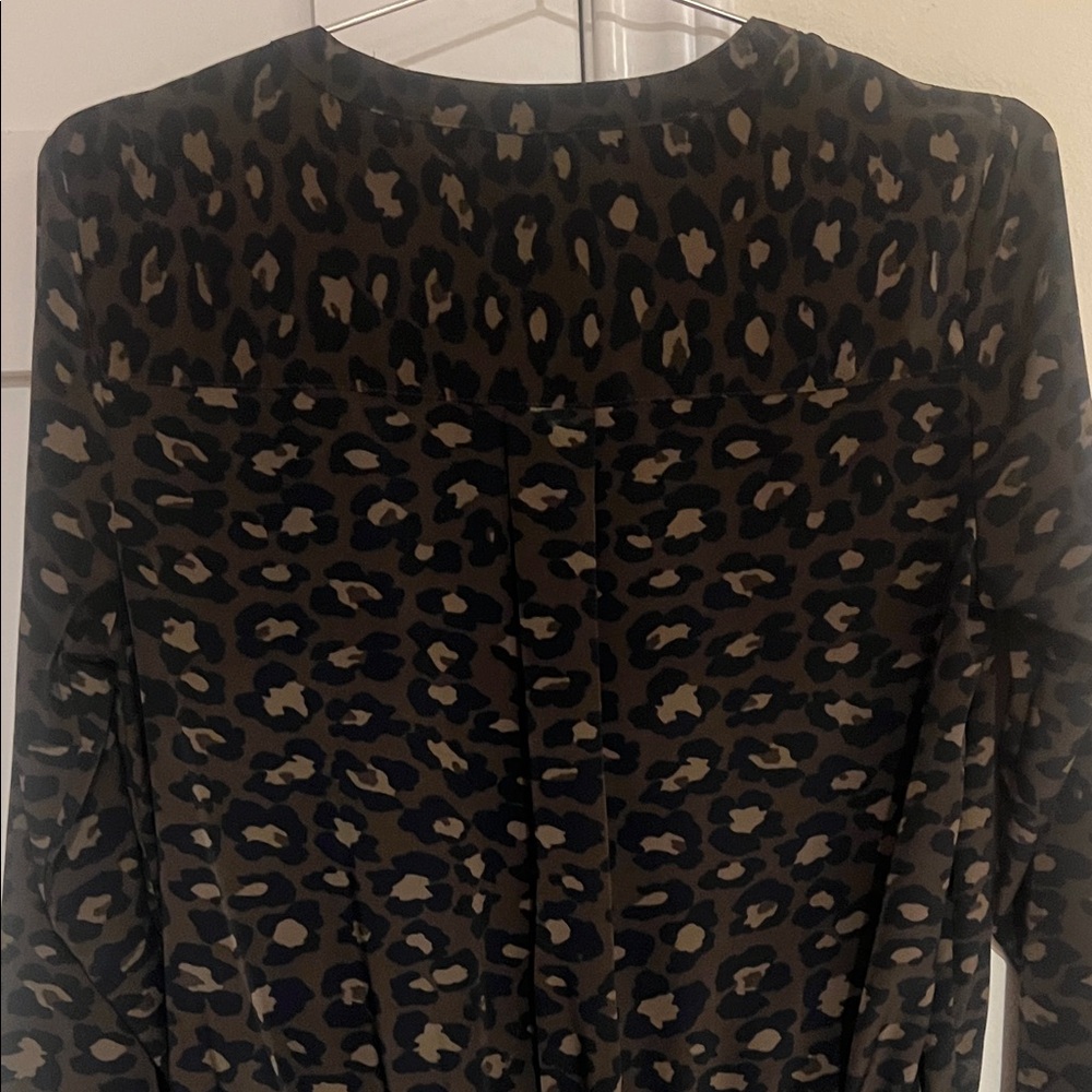 Banana Republic Olive Green and Black Leopard Print Shift Mini Dress size 4 EUC